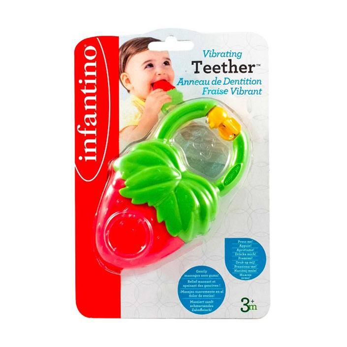 

Прорізувач для зубів Infantino Полуниця, з вібрацією, 20.3*14*3.5 см, від 3 місяців (216429I)