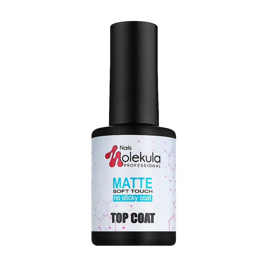 

Фінішне покриття для гель-лаку Nails Molekula Professional Matte Soft Touch Top Coat без липкого шару, 12 мл