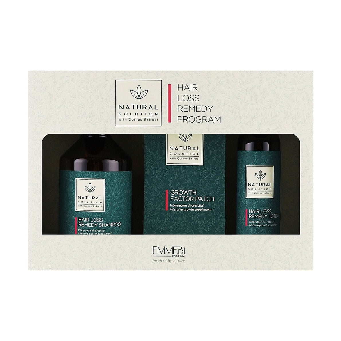 

Набір Emmebi Italia Hair Loss Remedy Program Контроль втрати волосся (шампунь, 250 мл + лосьйон, 100 мл + патчі, 30 шт)