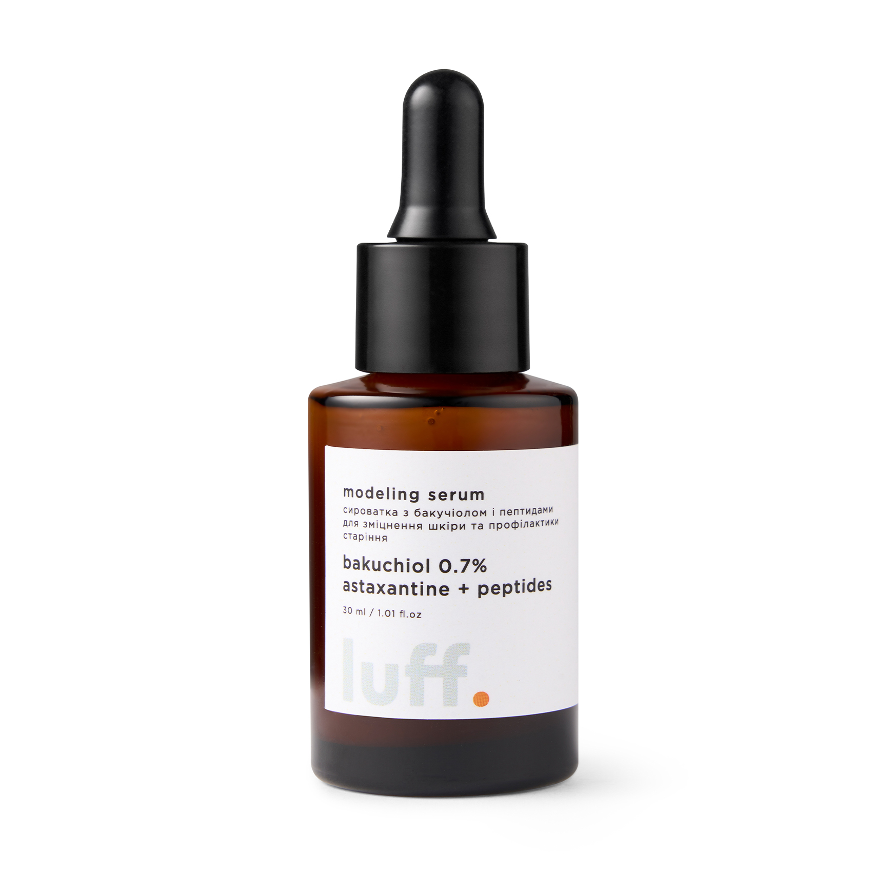 

Сироватка для обличчя Luff Modeling Serum з бакучіолом і пептидами, для зміцнення шкіри та профілактики старіння, 30 мл