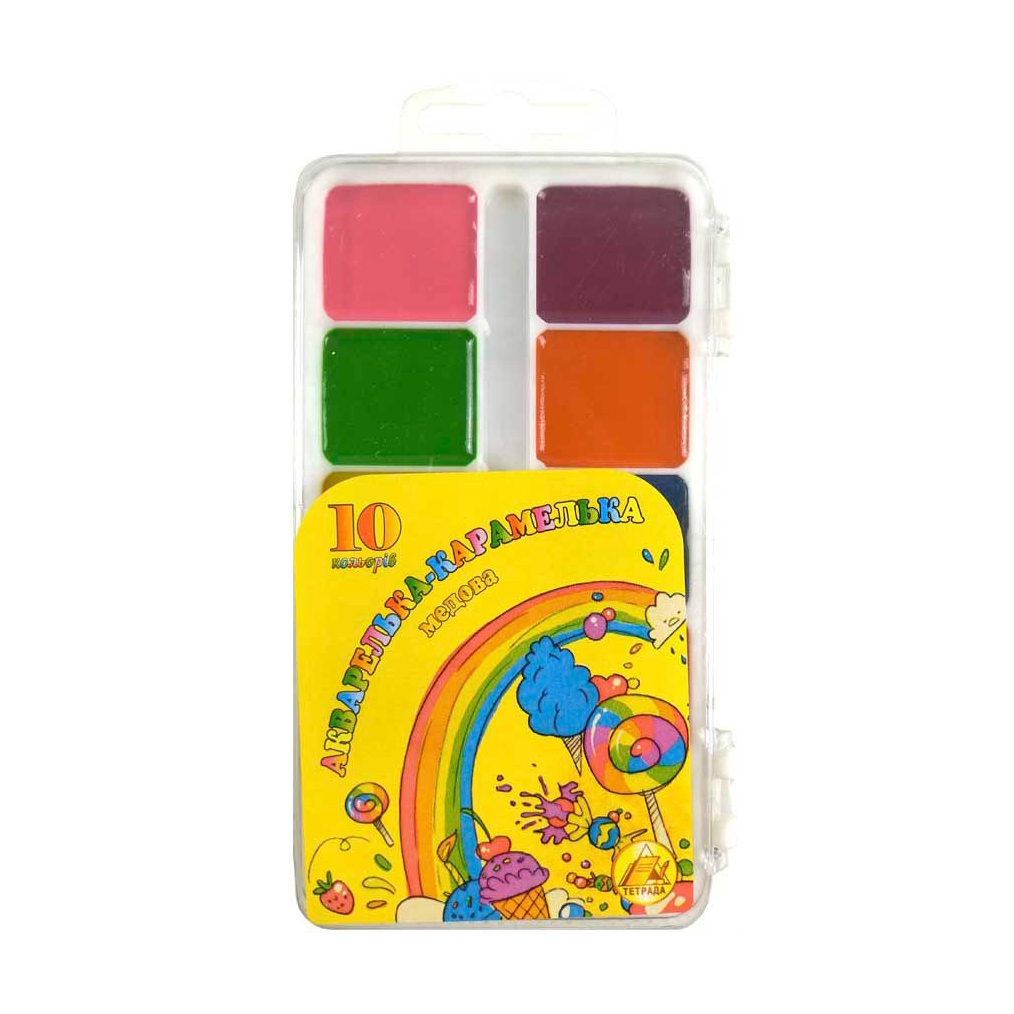 

Акварель для малювання Тетрада Акварелька-карамелька, медова, 10 кольорів