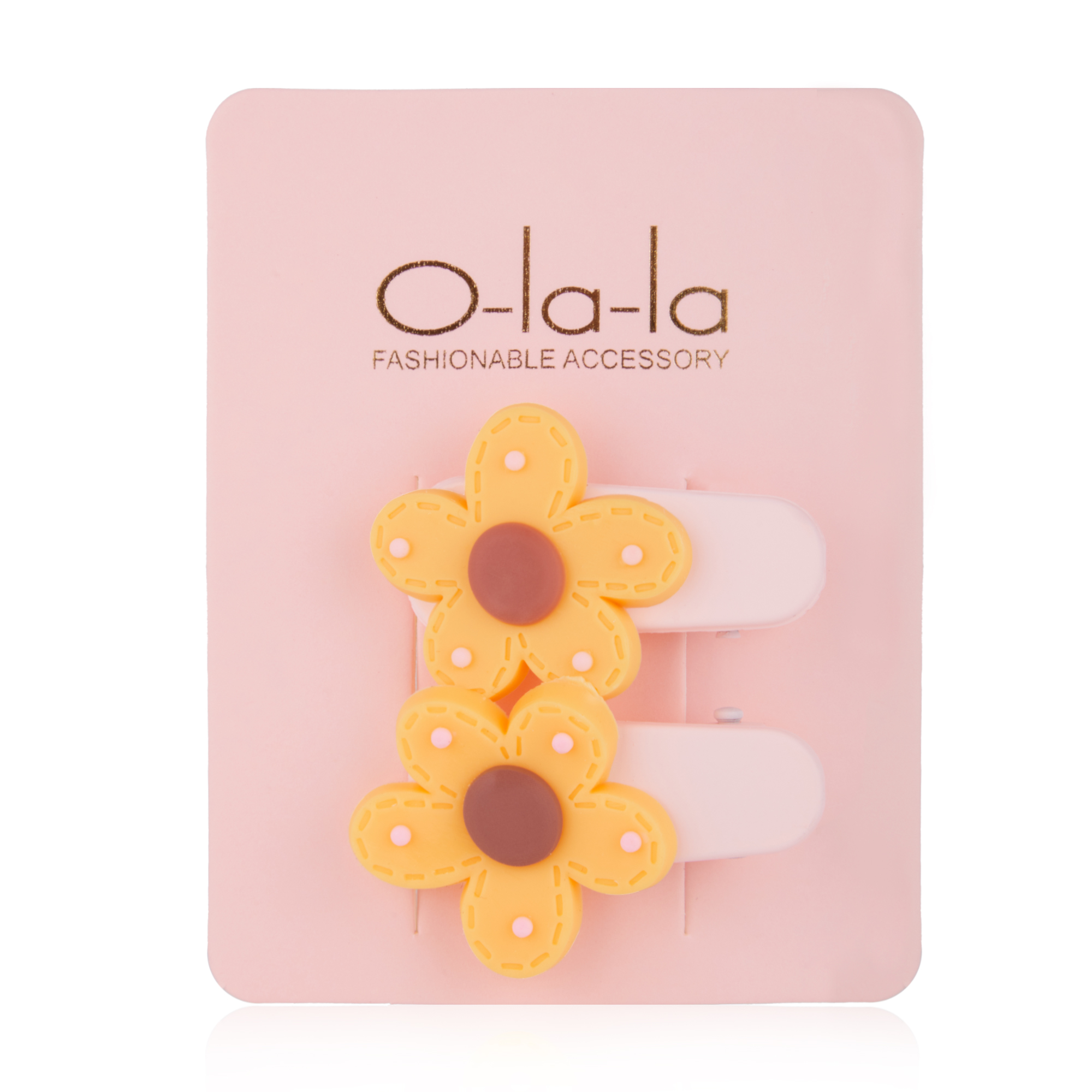 

Дитячий набір заколок для волосся O-la-la рожевий з жовтим, 2 шт (RZ71)
