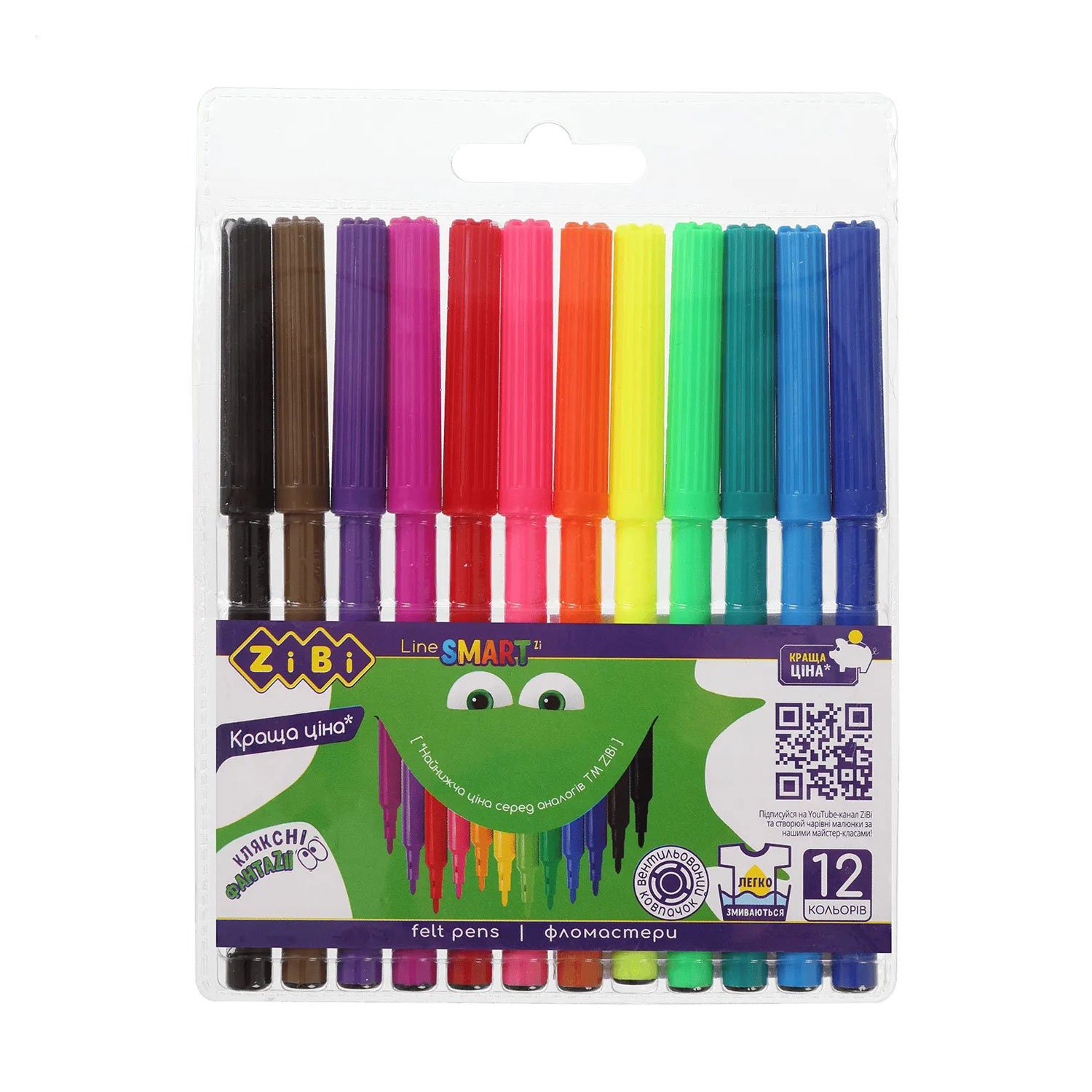 

Набір фломастерів для малювання ZiBi Кляксні фантазії, 12 кольорів (ZB2809)