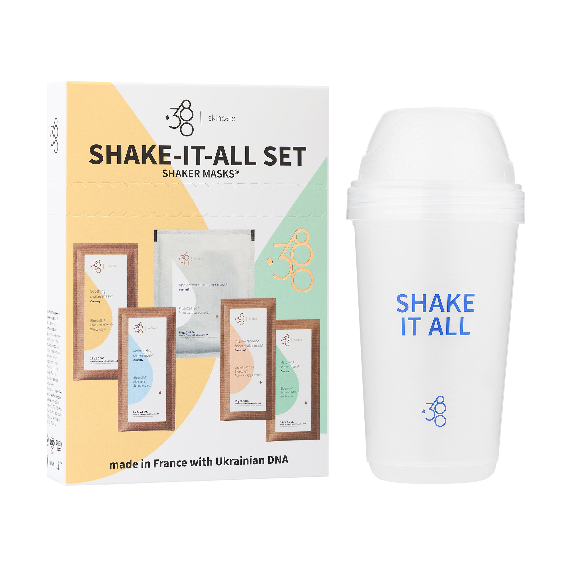 

Уцінка! Набір шейкерних масок для обличчя 380 Skincare Shake-It-All Set, 6 продуктів