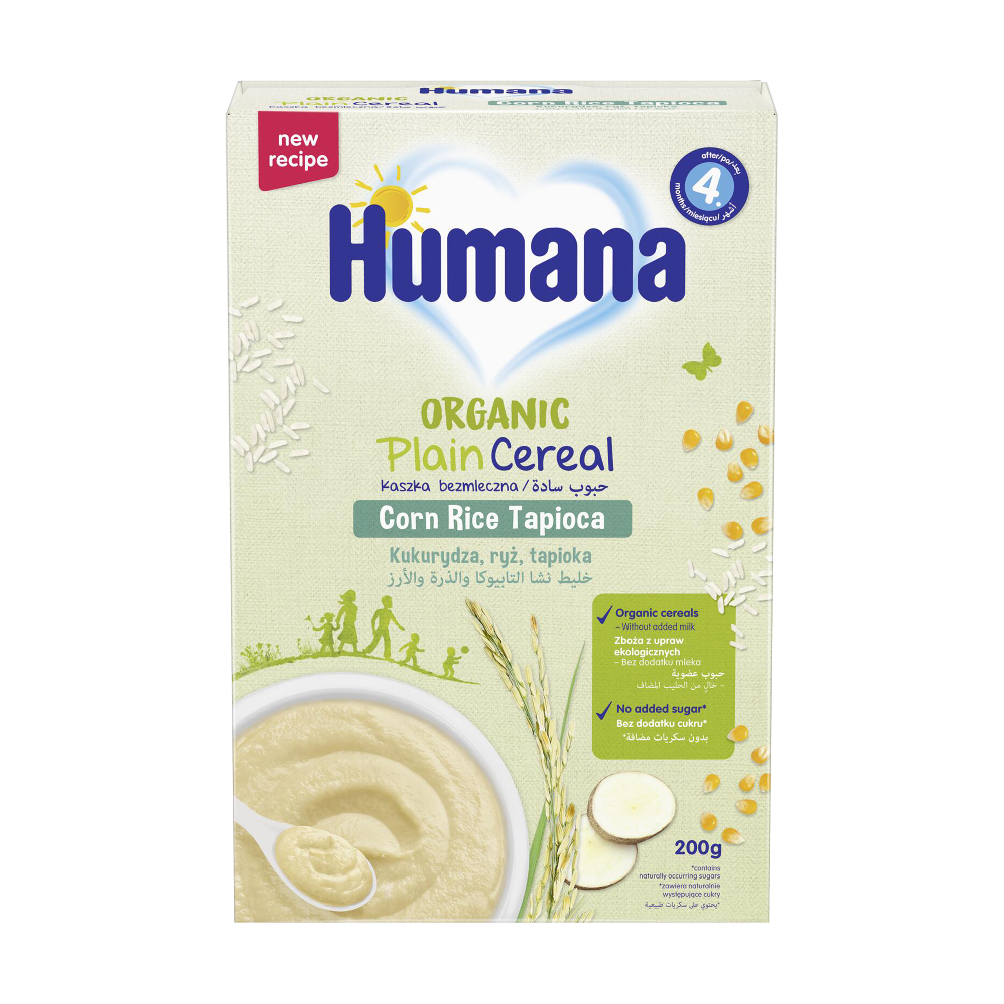 

Уцінка! Дитяча безмолочна кукурудзяно-рисова каша Humana Organic Plain Cereal Corn Rice Tapioca з тапіокою, від 4 місяців, 200 г