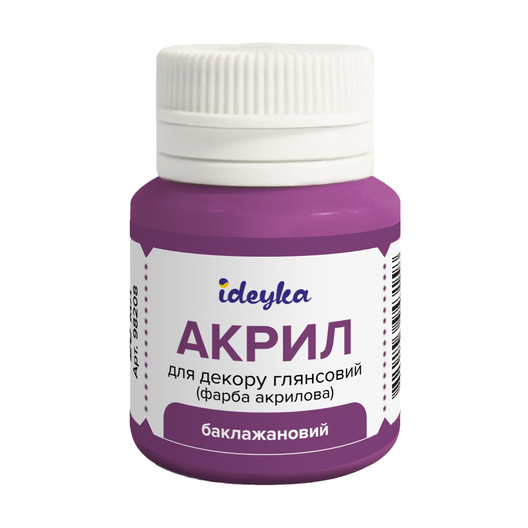 

Акрил для декору глянсовий Ideyka Баклажановий, 20 мл