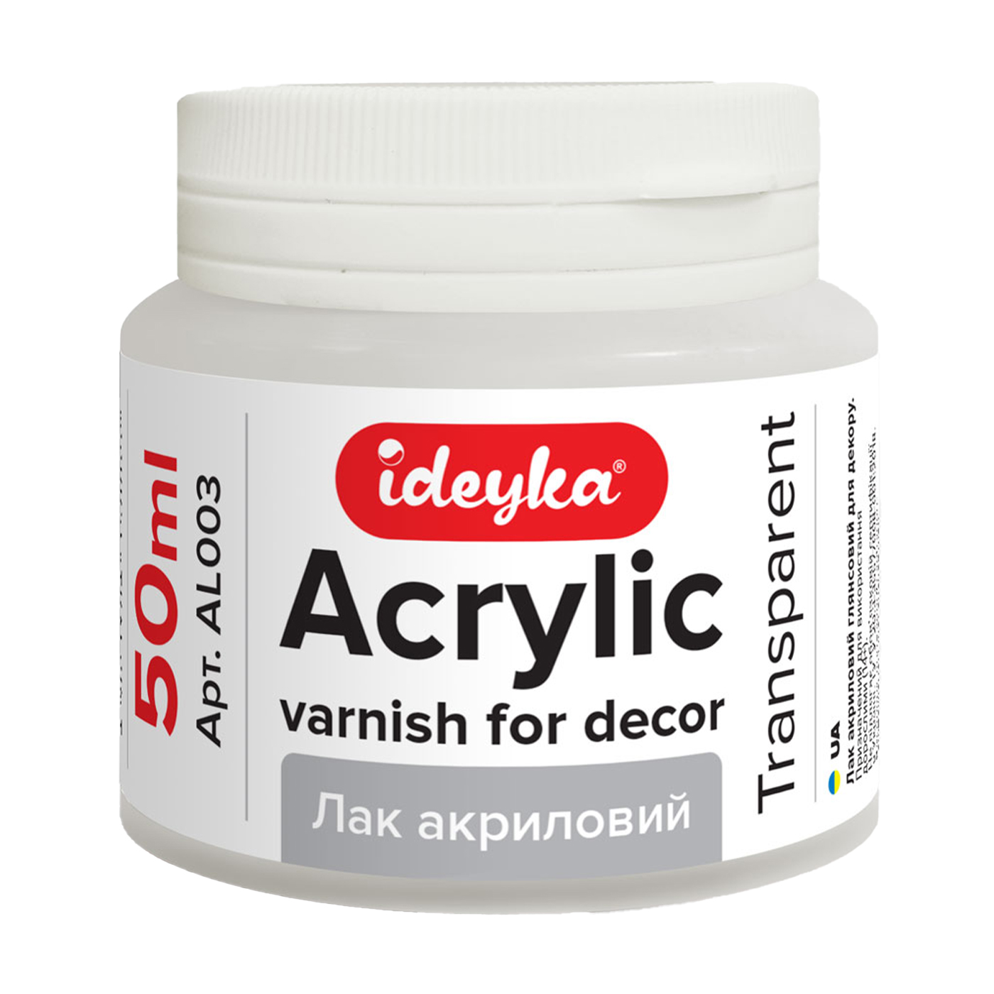 

Лак акриловий глянсовий для декору Ideyka Прозорий, 50 мл
