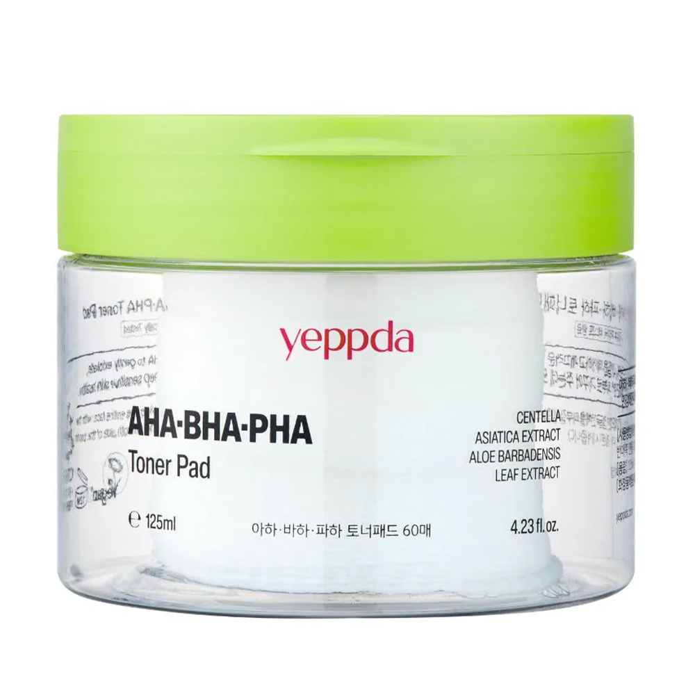 

Заспокійливі тонер-пади для обличчя yeppda AHA+ BHA+ PHA Toner Pad, 125 мл, 60 шт