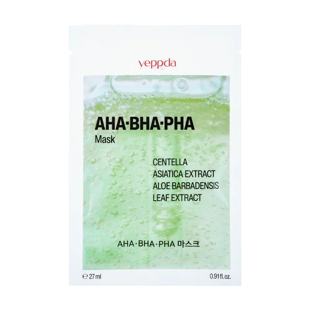 

Заспокійлива тканинна маска для обличчя yeppda AHA+ BHA+ PHA Mask, 27 мл