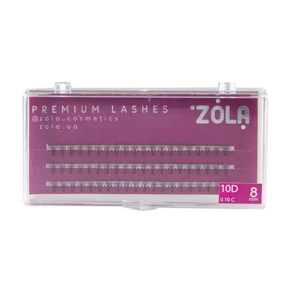 

Уцінка! Накладні вії пучкові Zola Premium Lashes 10D, C 0.10, 8 мм