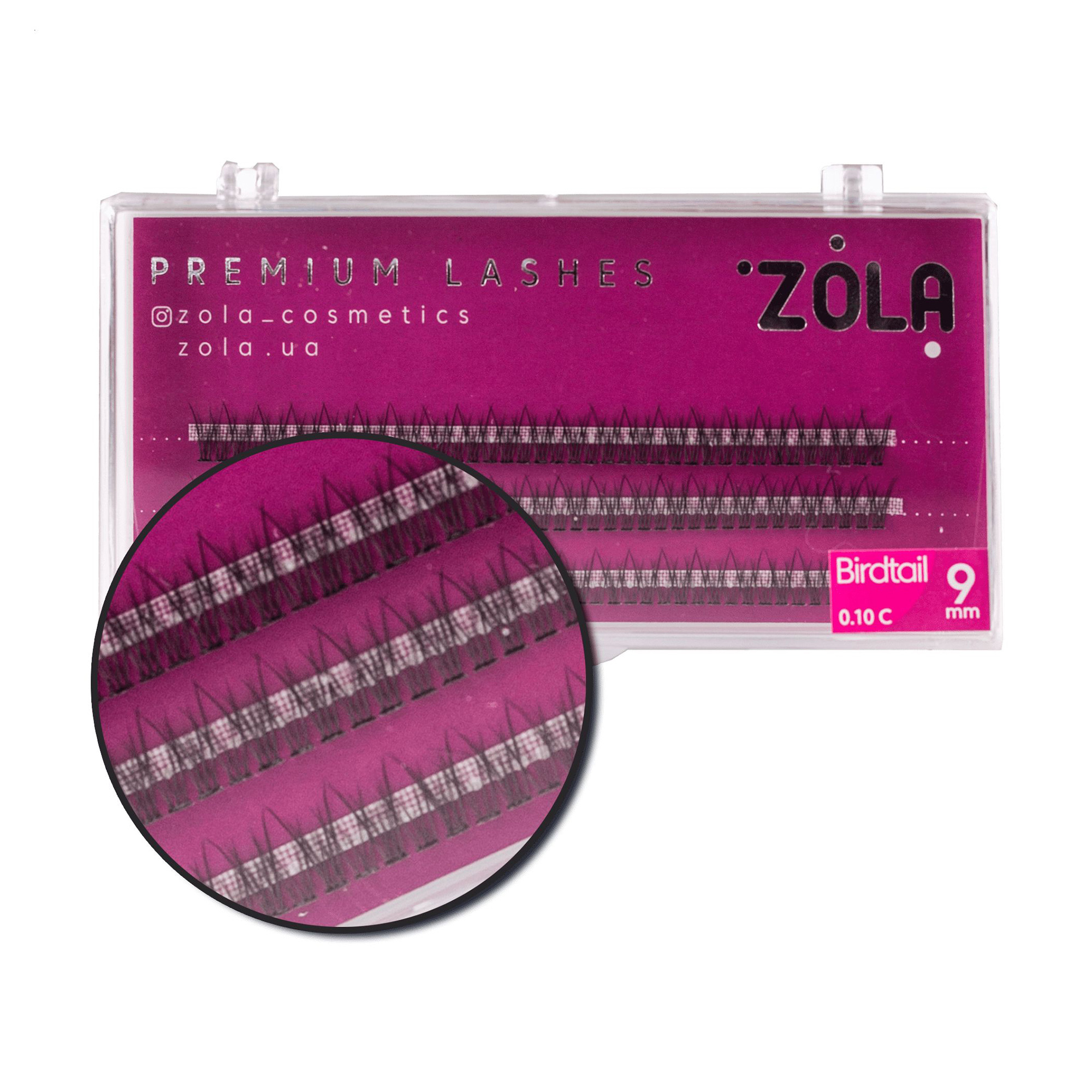 

Уцінка! Накладні вії пучкові Zola Premium Lashes Birdtail, C 0.10, 9 мм