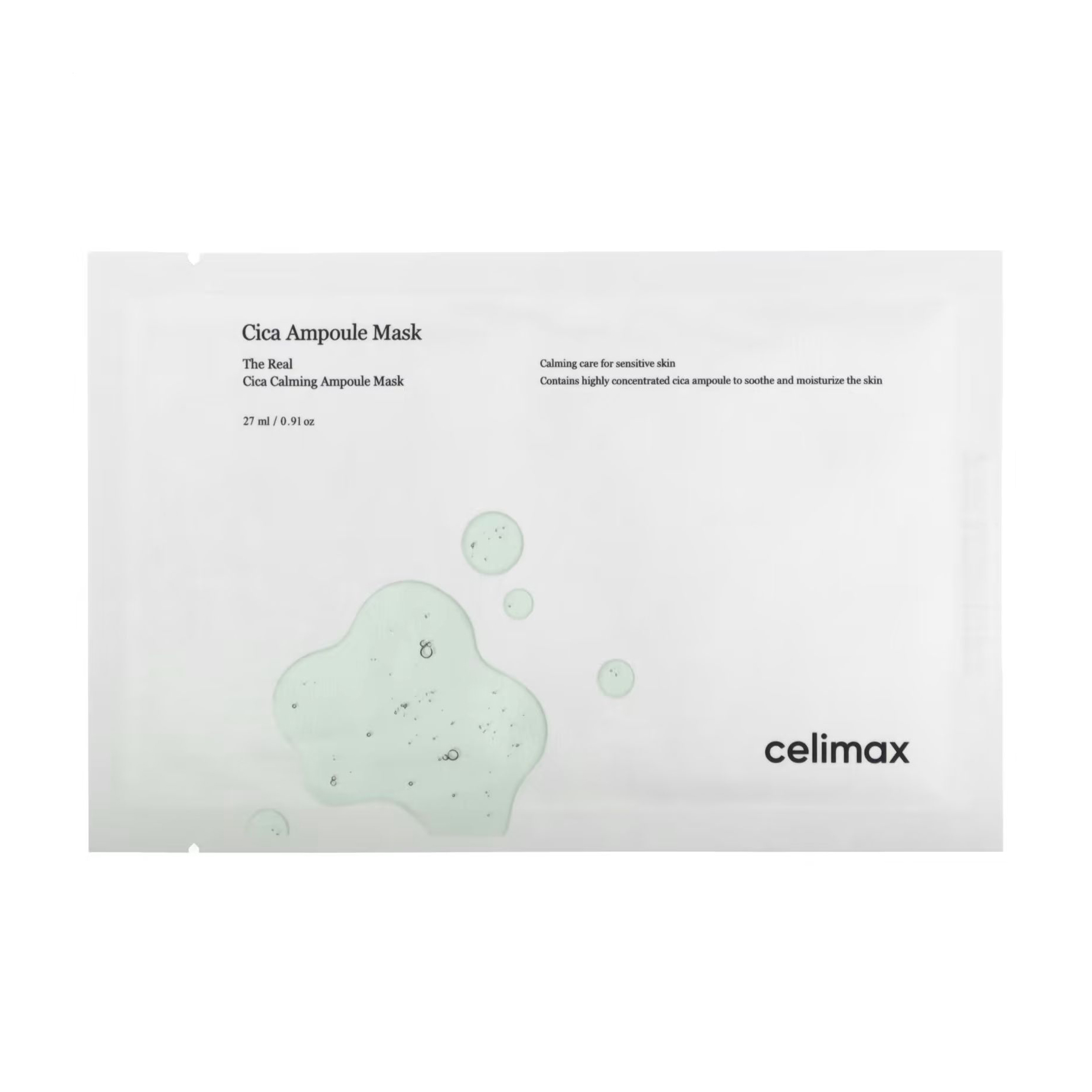 

Заспокійлива тканина маска для обличчя Celimax The Real Cica Calming Ampoule Mask з центелою, 27 мл