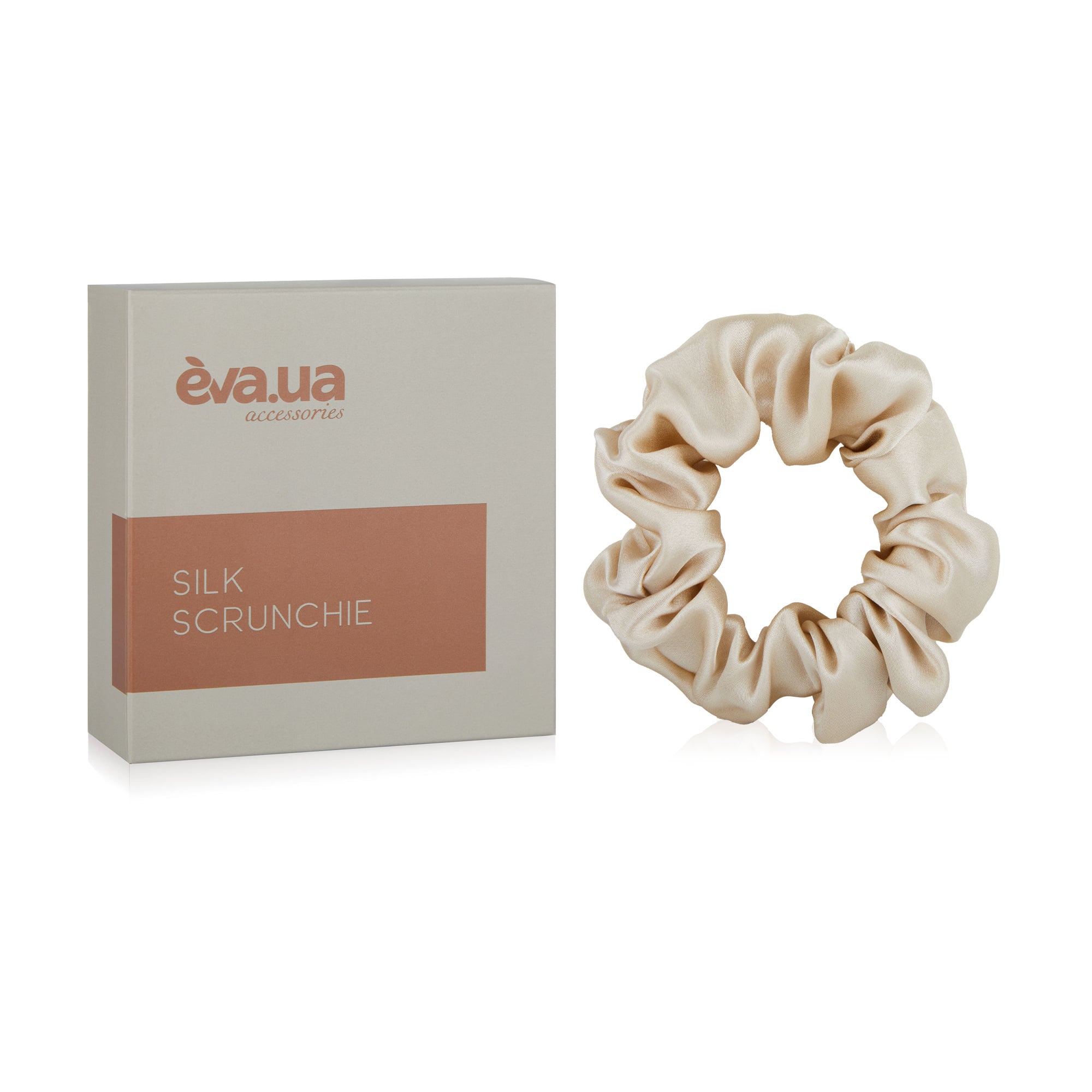 

Резинка для волосся EVA.UA шовкова бежева, 1 шт