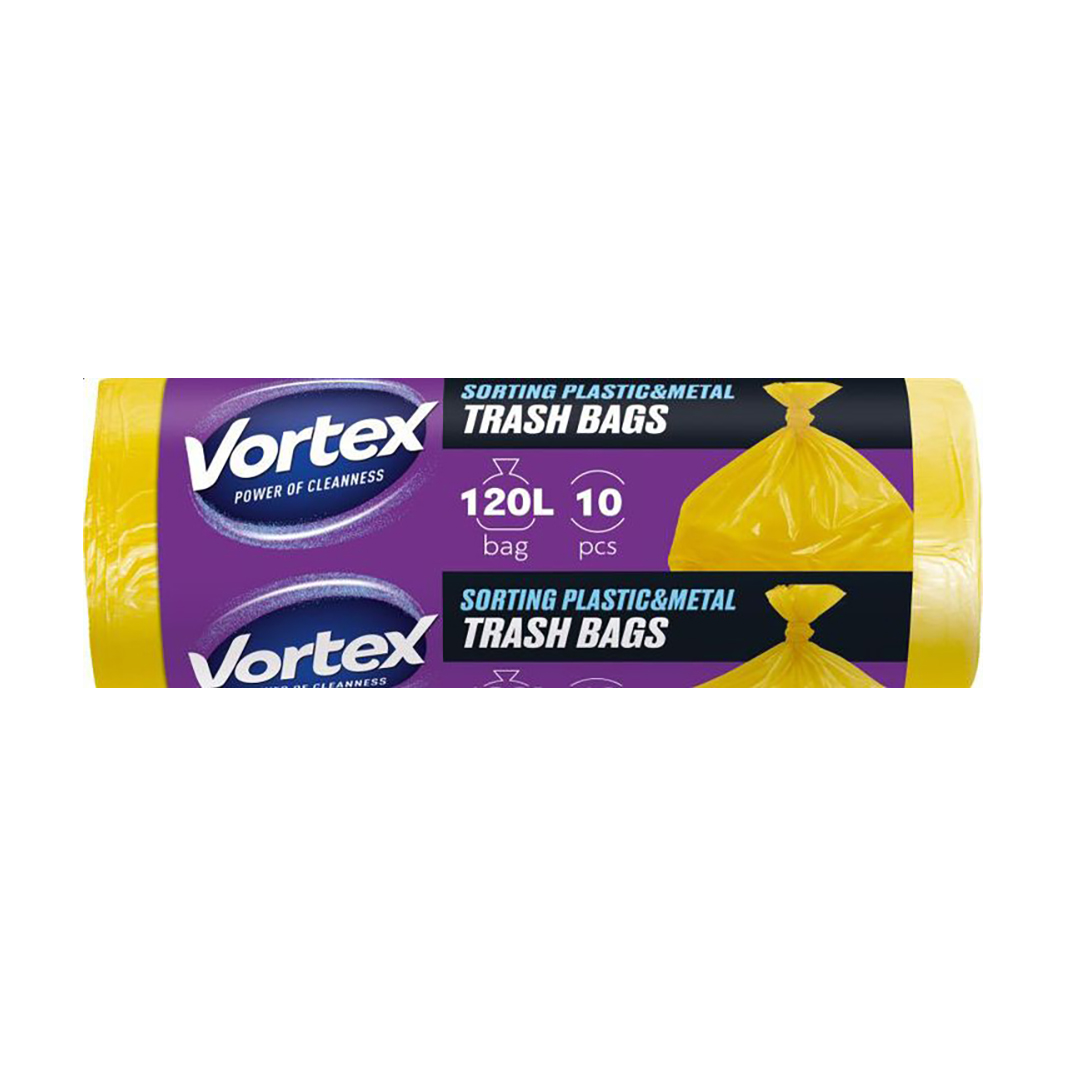 

Пакети для сміття Vortex LDPE жовті, 120 л, 10 шт