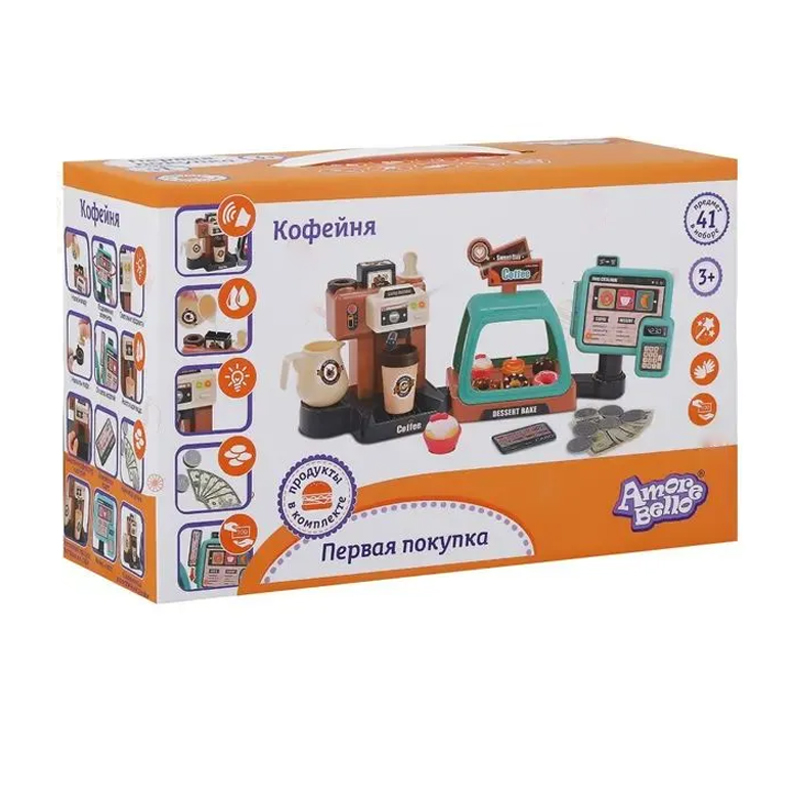 

Дитяча іграшкова кавоварка Zhorya з аксесуарами та терміналом, 32*13.5*20 см, від 3 років, 43 деталь (ZY1219033)