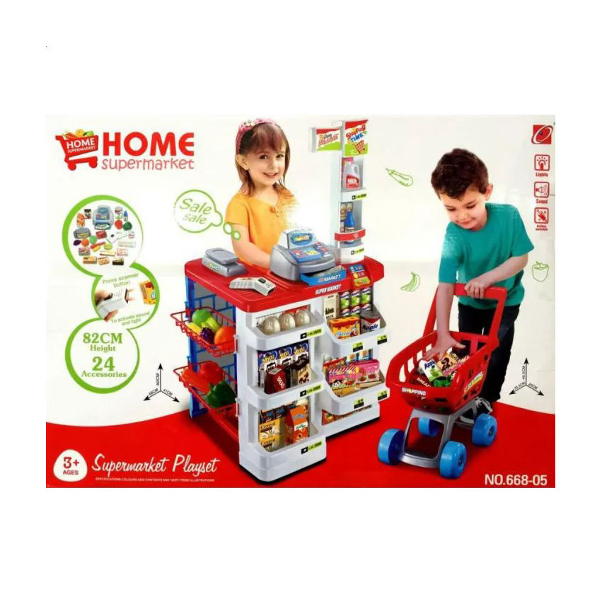 

Дитячий ігровий набір Zhorya Магазин з візком, 60*19*44 см, від 3 років, 24 деталі (ZY418027)