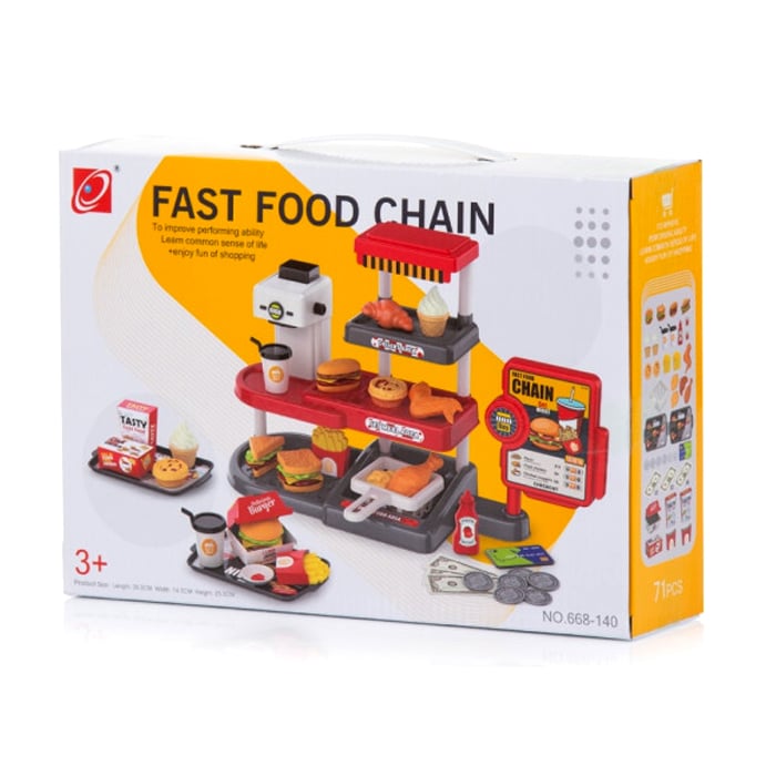 

Дитячий іграшковий магазин Zhorya з фаст фудом, 31*8*22 см, від 3 років, 71 деталь (ZY1629106)