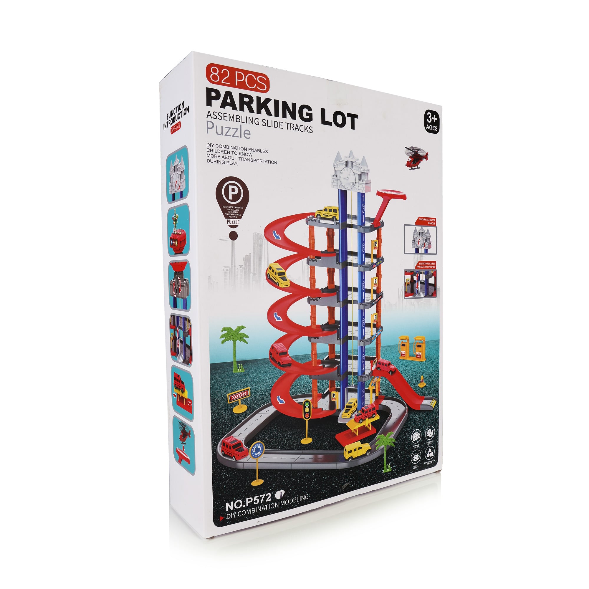 

Дитячий паркінг Zhorya шестиповерховий з машинками, 45*32*9,5 см, від 3 років, 82 деталі (ZY1703664)