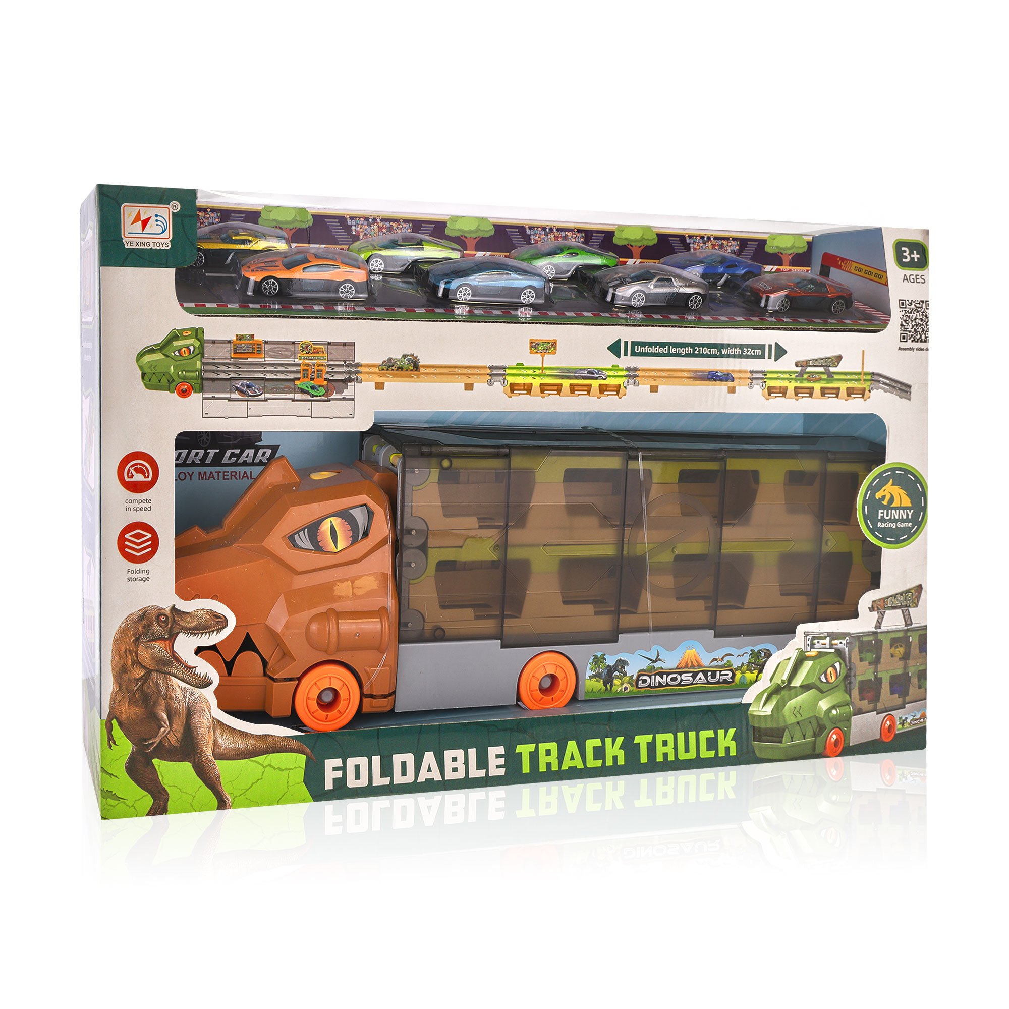 

Дитяча вантажівка-парковка для машинок Chuangfa двоповерхова, у формі коричневого динозавра, від 3 років (69936B)