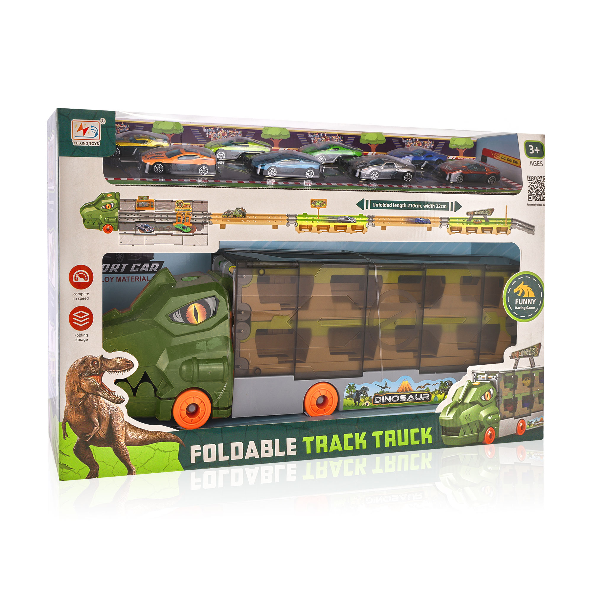 

Дитяча вантажівка-парковка для машинок Chuangfa двоповерхова, у формі зеленого динозавра, від 3 років (69936A)