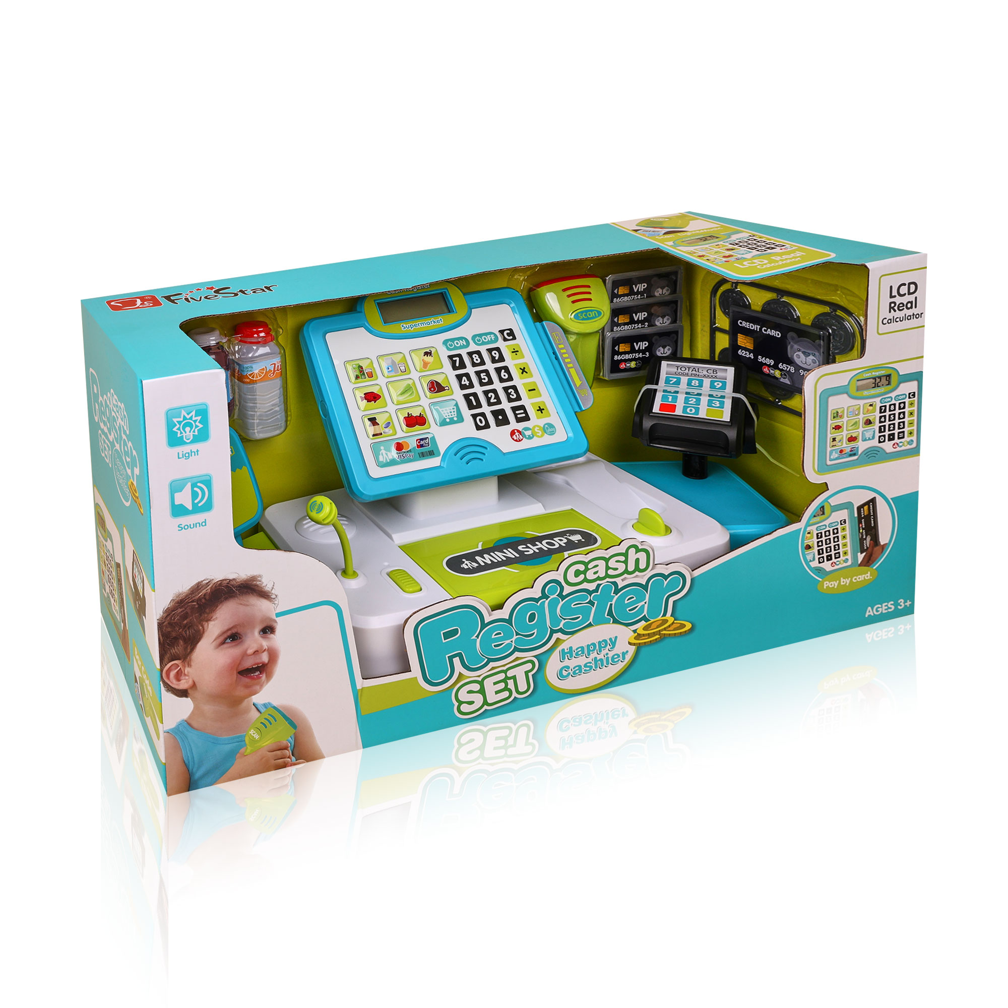 

Дитячий касовий апарат Chuangfa зі сканером та продуктами, від 3 років (35559A)