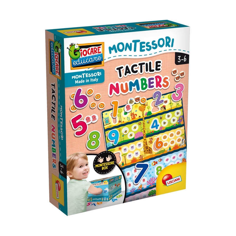 

Настільна гра-пазл LISCIANI Montessori Tactile Numbers, від 3 років, 5.7*18.8*25.5 см (EX72453)