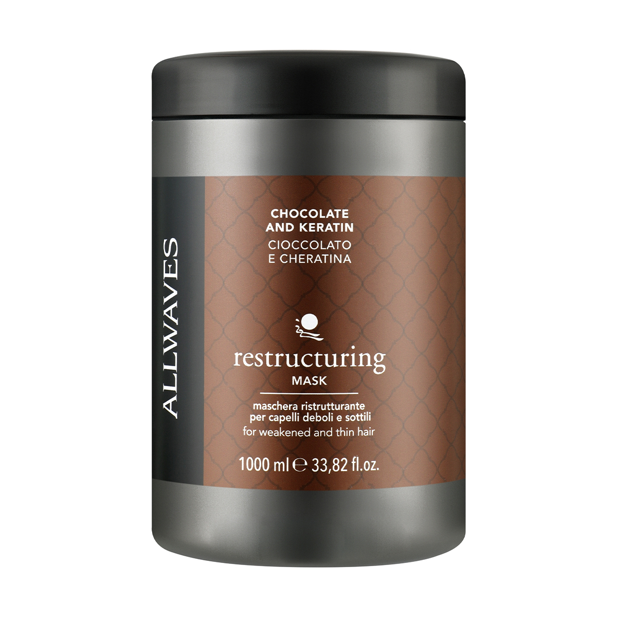 

Відновлювальна маска для волосся Allwaves Chocolate And Keratin Restructuring Mask з шоколадом та кератином, 1 л