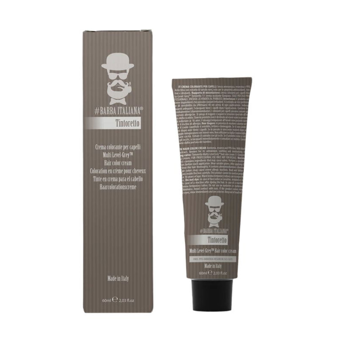 

Чоловіча крем-фарба для волосся Barba Italiana Tintoretto Multi Level Grey Hair Color Cream nr.1, 60 мл