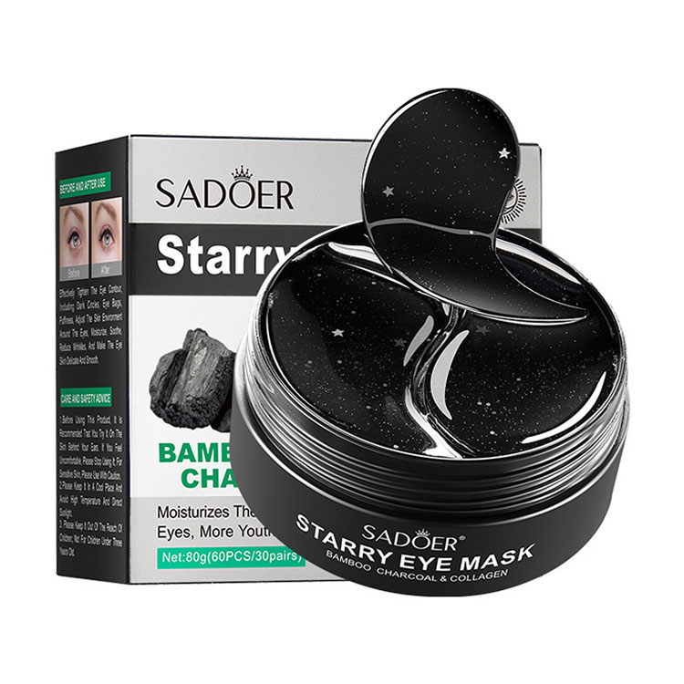 

Гідрогелеві патчі для шкіри навколо очей Sadoer Bamboo Charcoal & Collagen Starry Eye Mask з бамбуковим вугіллям, 80 г, 60 шт