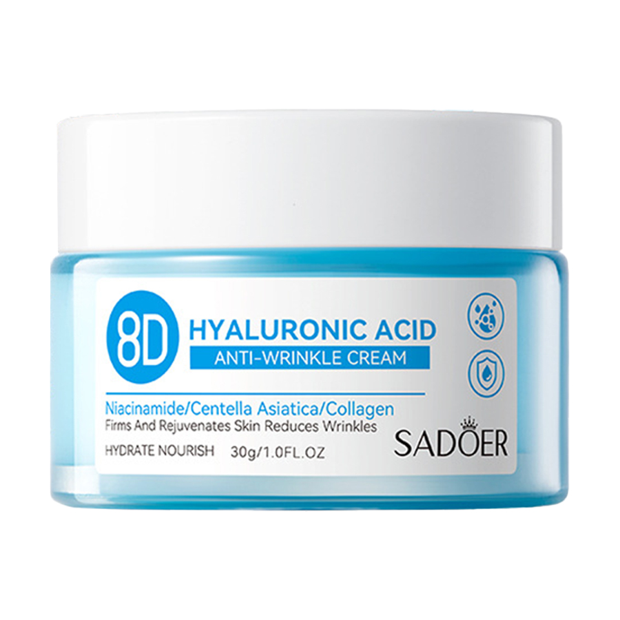 Крем для обличчя Sadoer 8D Hyaluronic Acid Anti-Wrinkle Cream з гіалуроновою кислотою, 30 г