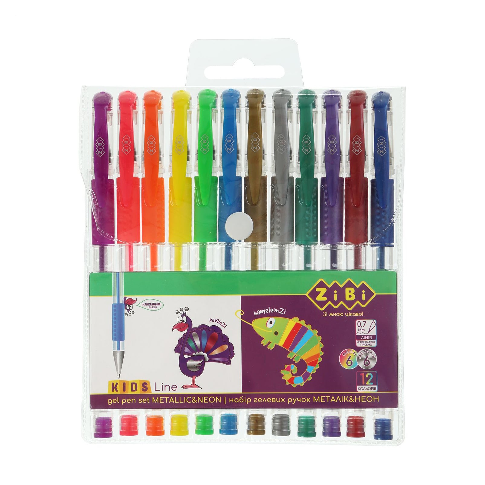 

Набір гелевих ручок ZiBi Kids Line Metallic & Neon, 12 шт (Кнц2205)