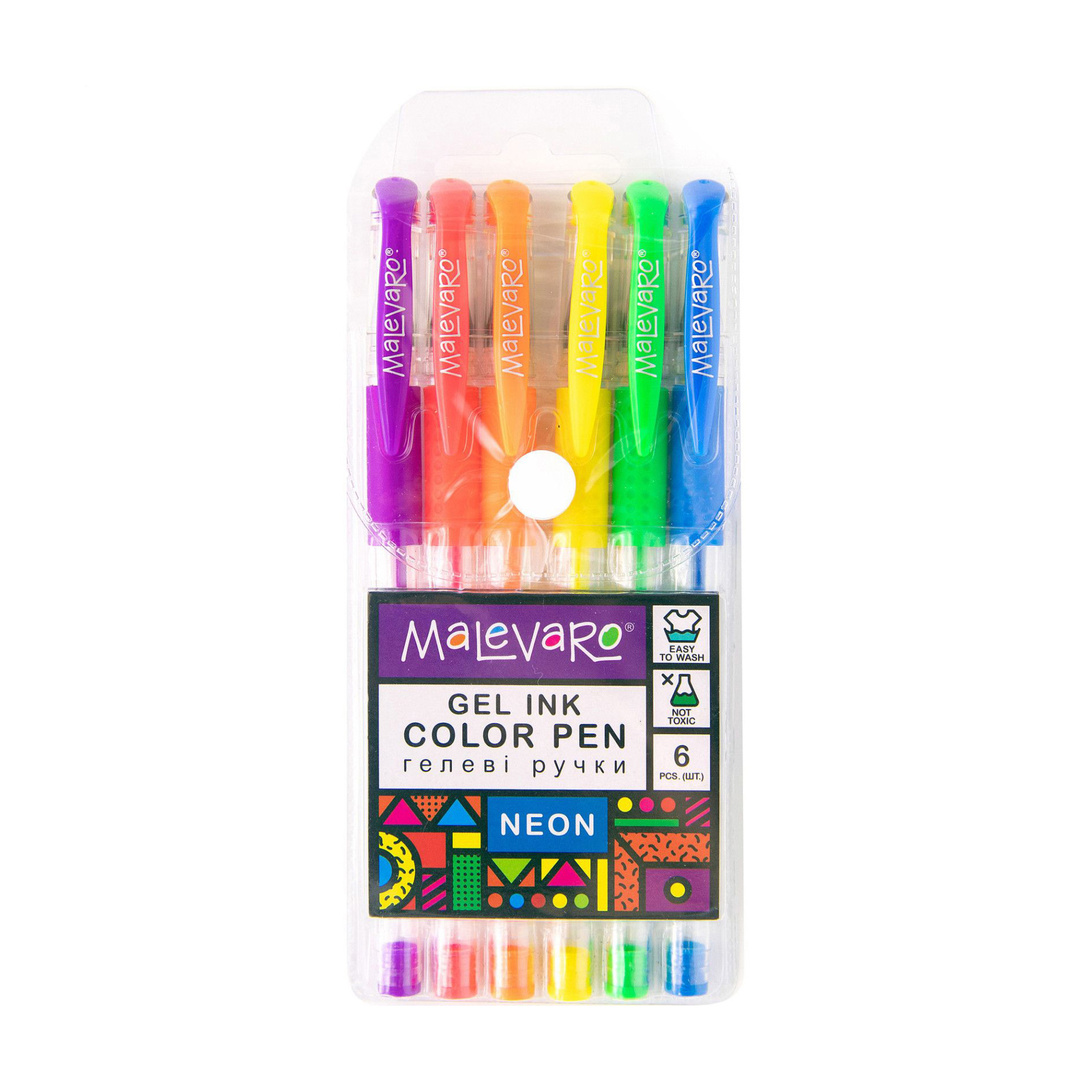 

Набір гелевих ручок Malevaro Neon, 0.5 мм, 6 кольорів (ML760172)