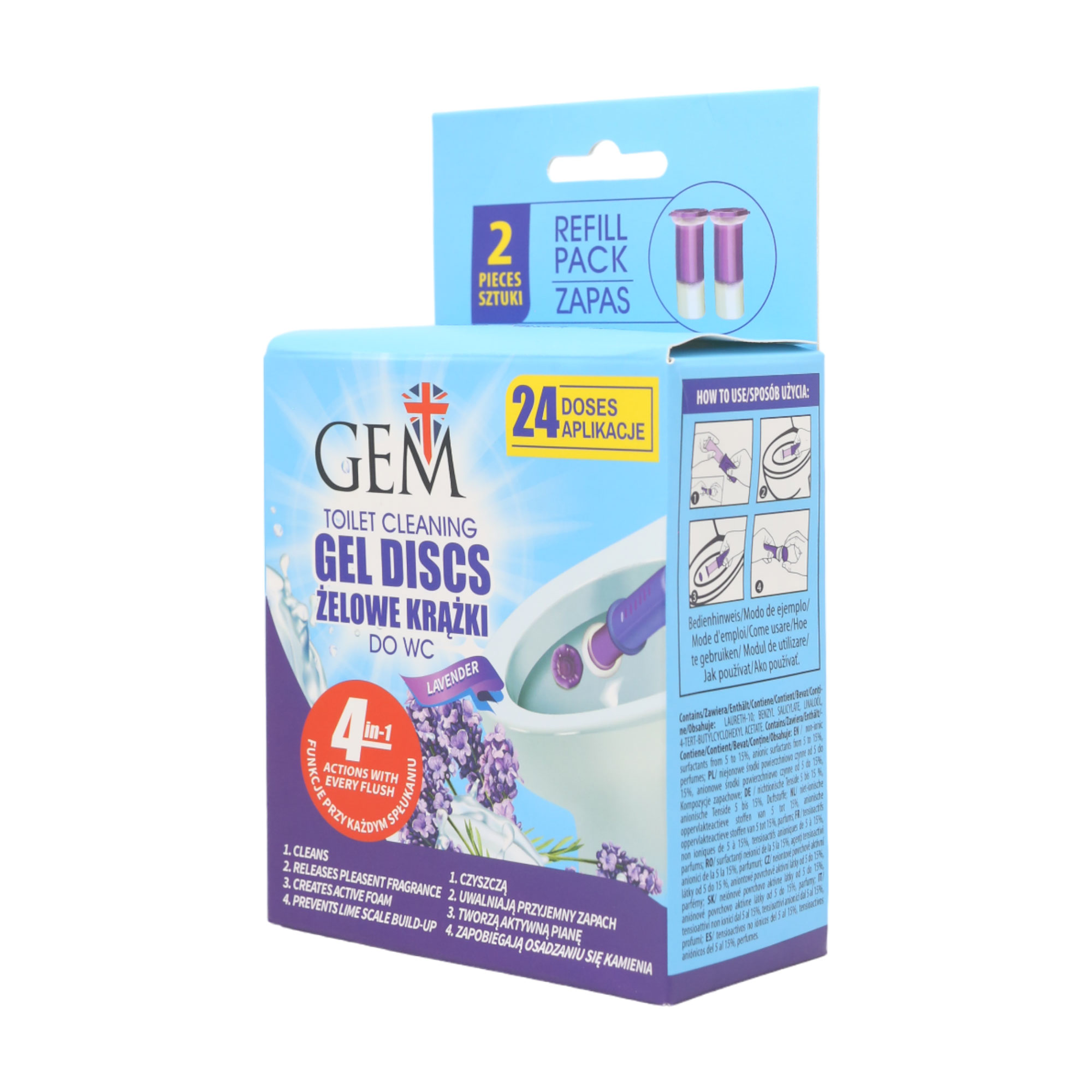 

Гель-стік для унітазу Gem Лаванда XXL, 12 доз, 2*75 мл (запаска)