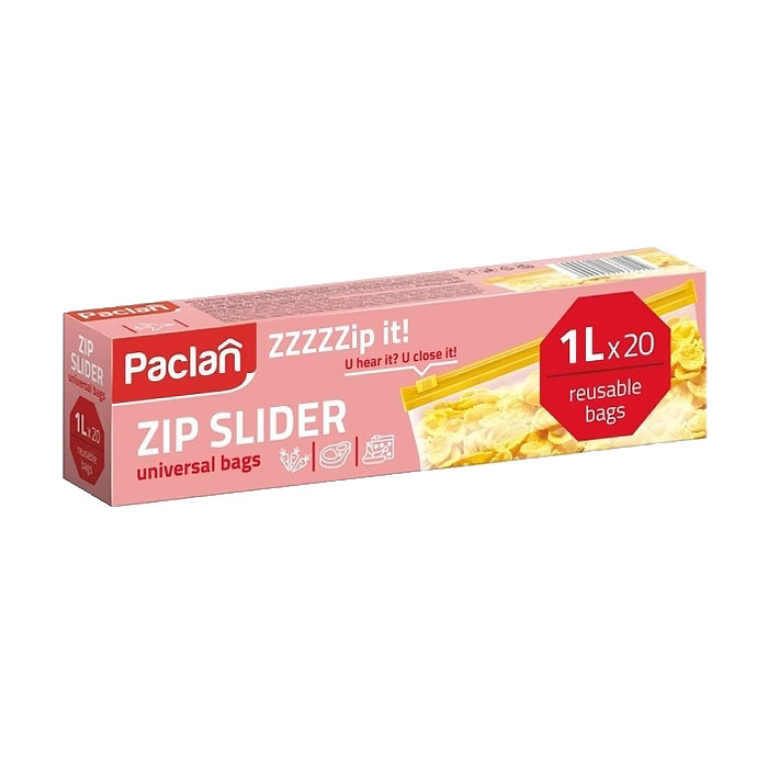 

Уцінка! Пакети Paclan iз замком-застібкою, 1 л, 20 шт