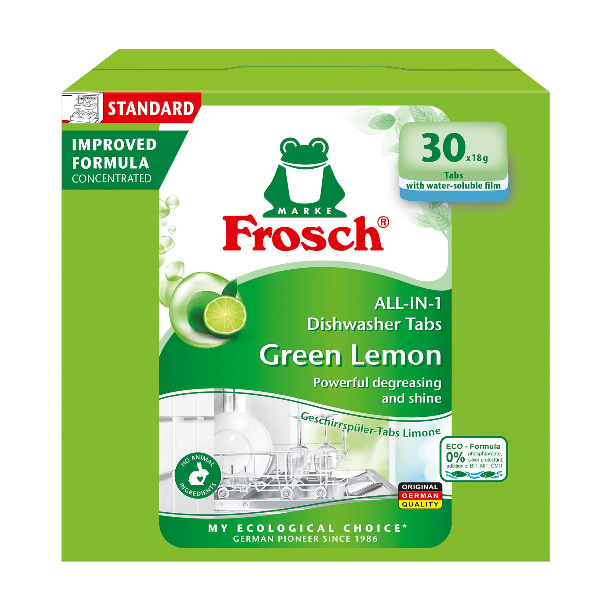 

Уцінка! Таблетки для миття посуду в посудомийних машинах Frosch Лимон, 30 шт