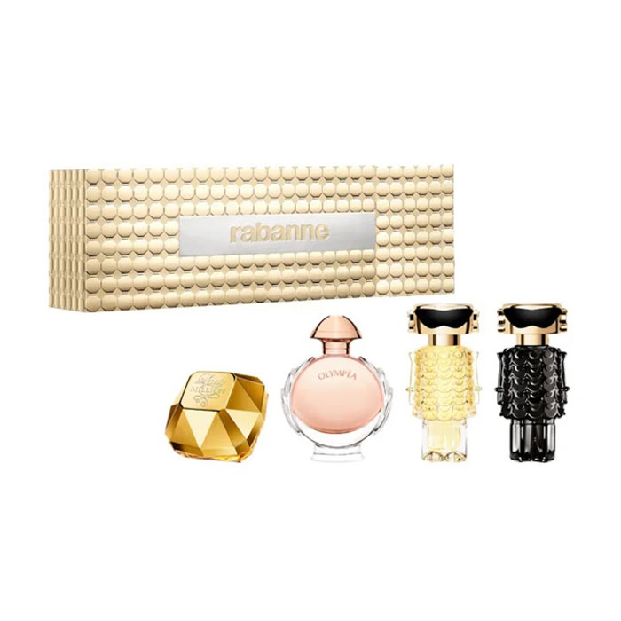 

Парфумований набір жіночий Rabanne (Lady Million, 5 мл + Fame, 4 мл + Olympea, 6 мл + Fame Parfum, 4 мл)