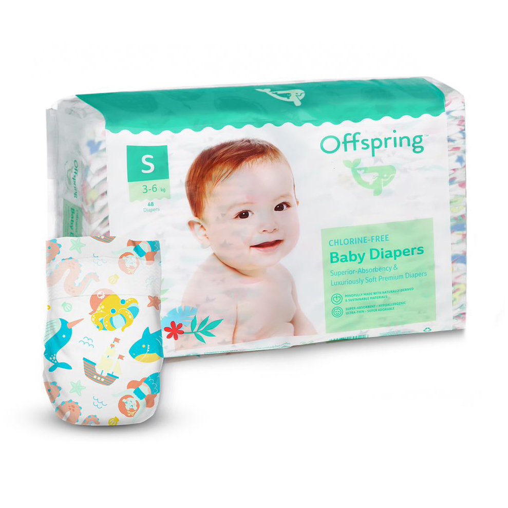 

Підгузки Offspring Mystic Waters, розмір S (3-6 кг), 48 шт
