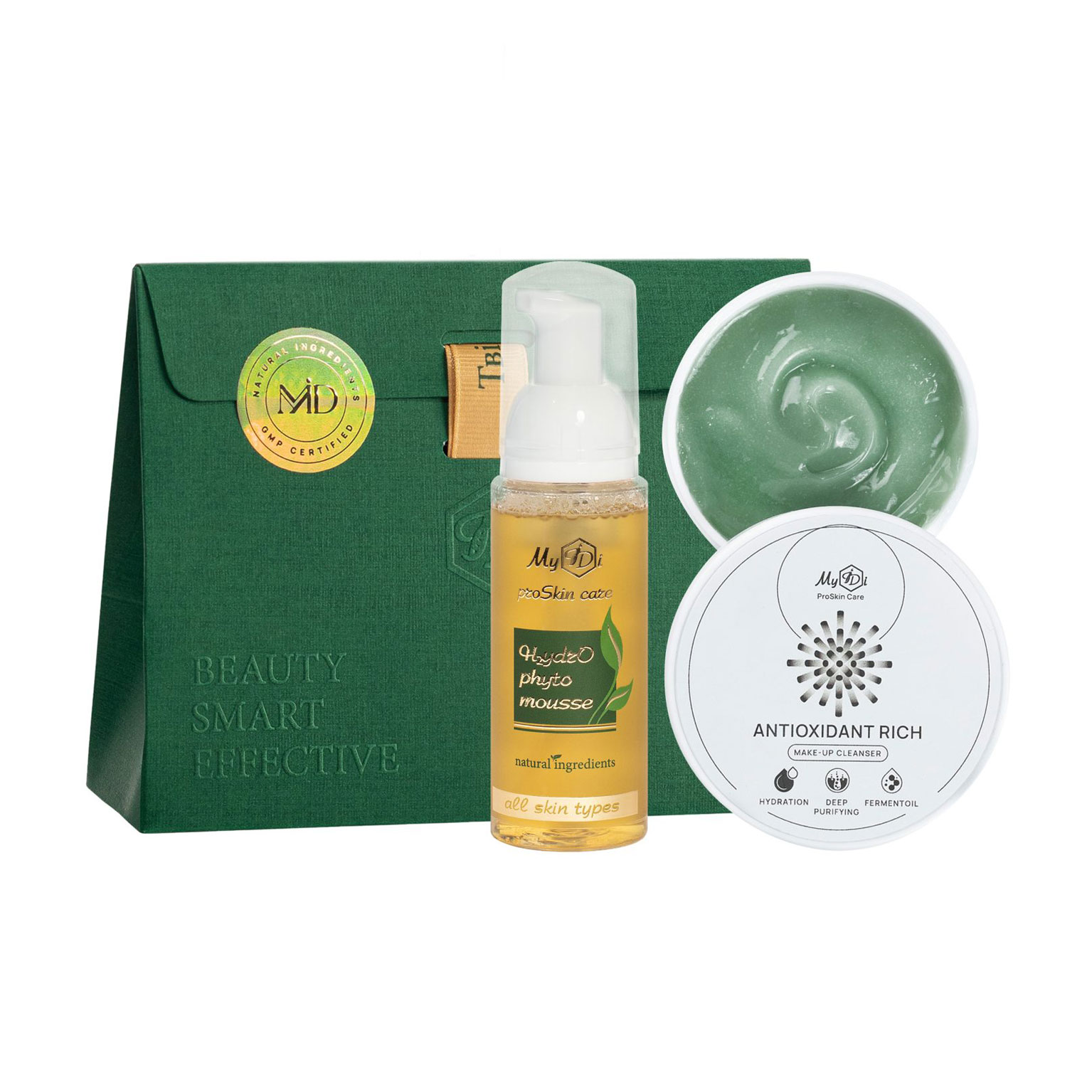 

Уцінка! Подарунковий набір для зняття макіяжу та глибокого очищення обличчя MyIDi Antioxidant Rich Set (засіб для демакіяжу, 55 мл + мус, 80 мл)