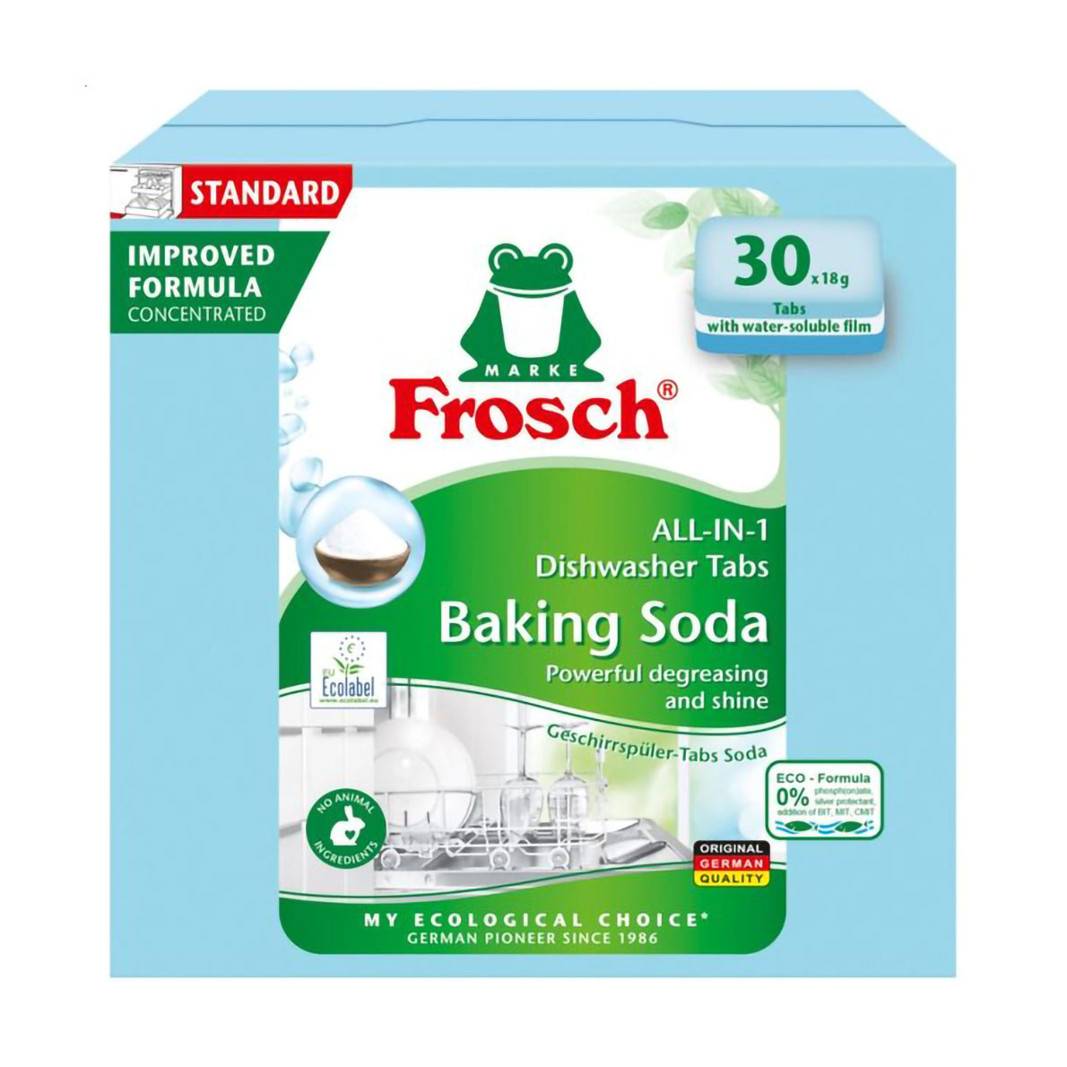 

Уцінка! Таблетки для миття посуду в посудомийних машинах Frosch Сода, 30*18 г