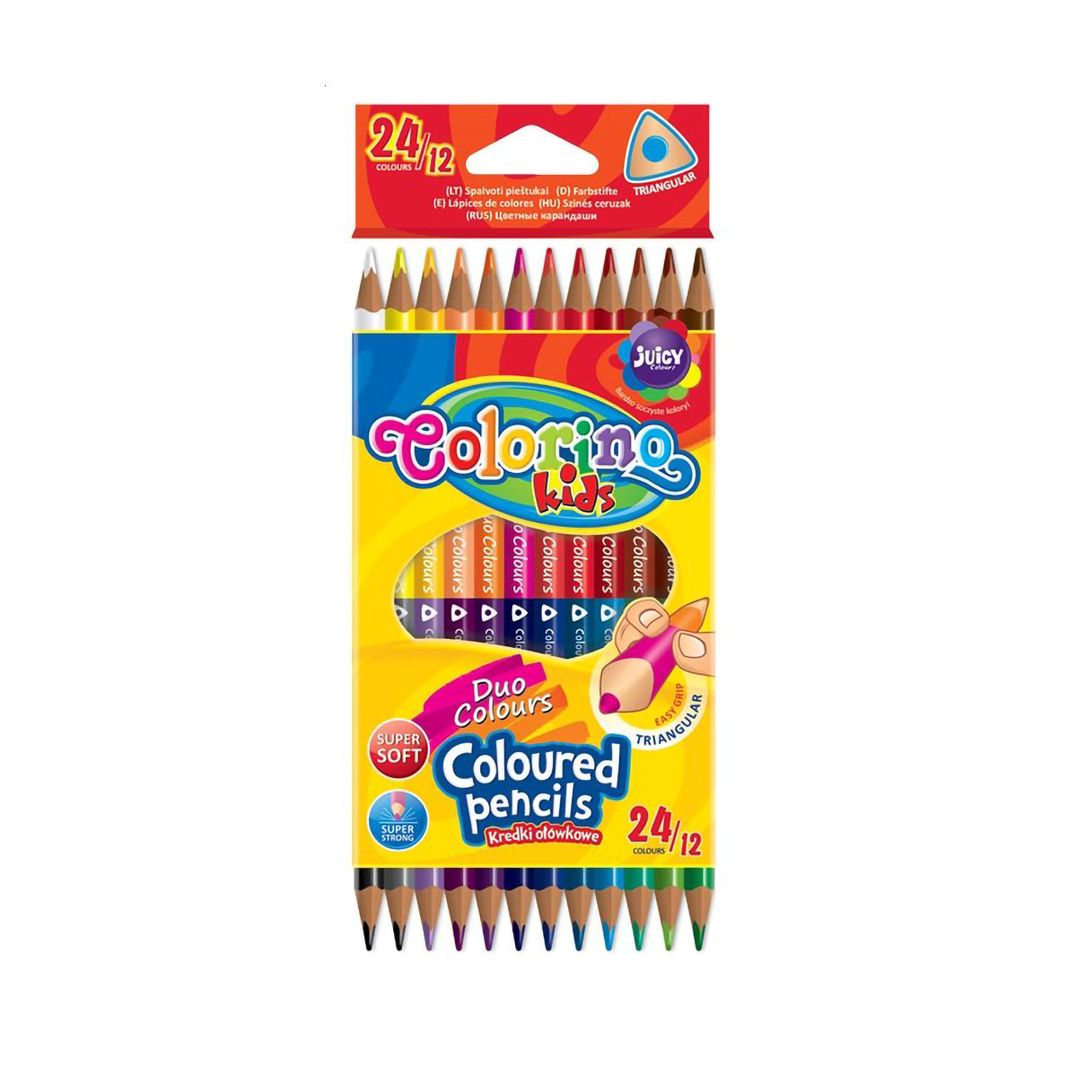 

Набір трикутних двосторонніх кольорових олівців Colorino Kids Duo Colors, 24 кольори, від 3 років, 12 шт (33046PTR)