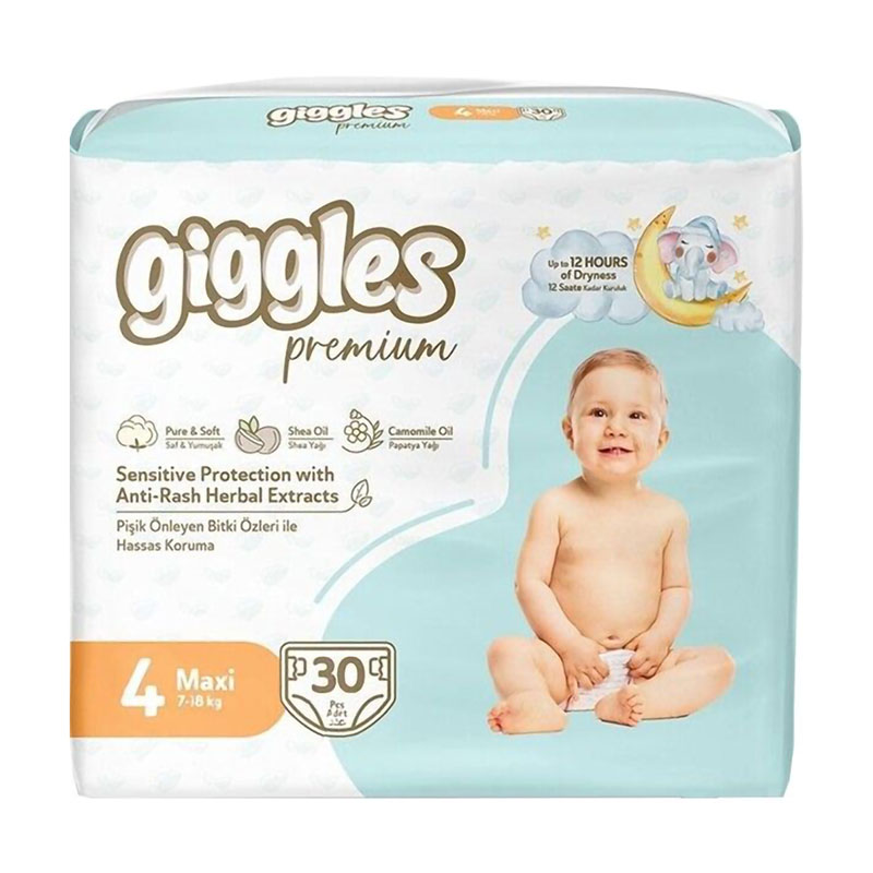 

Підгузки Giggles Premium Maxi розмір 4 (7-18 кг), 30 шт