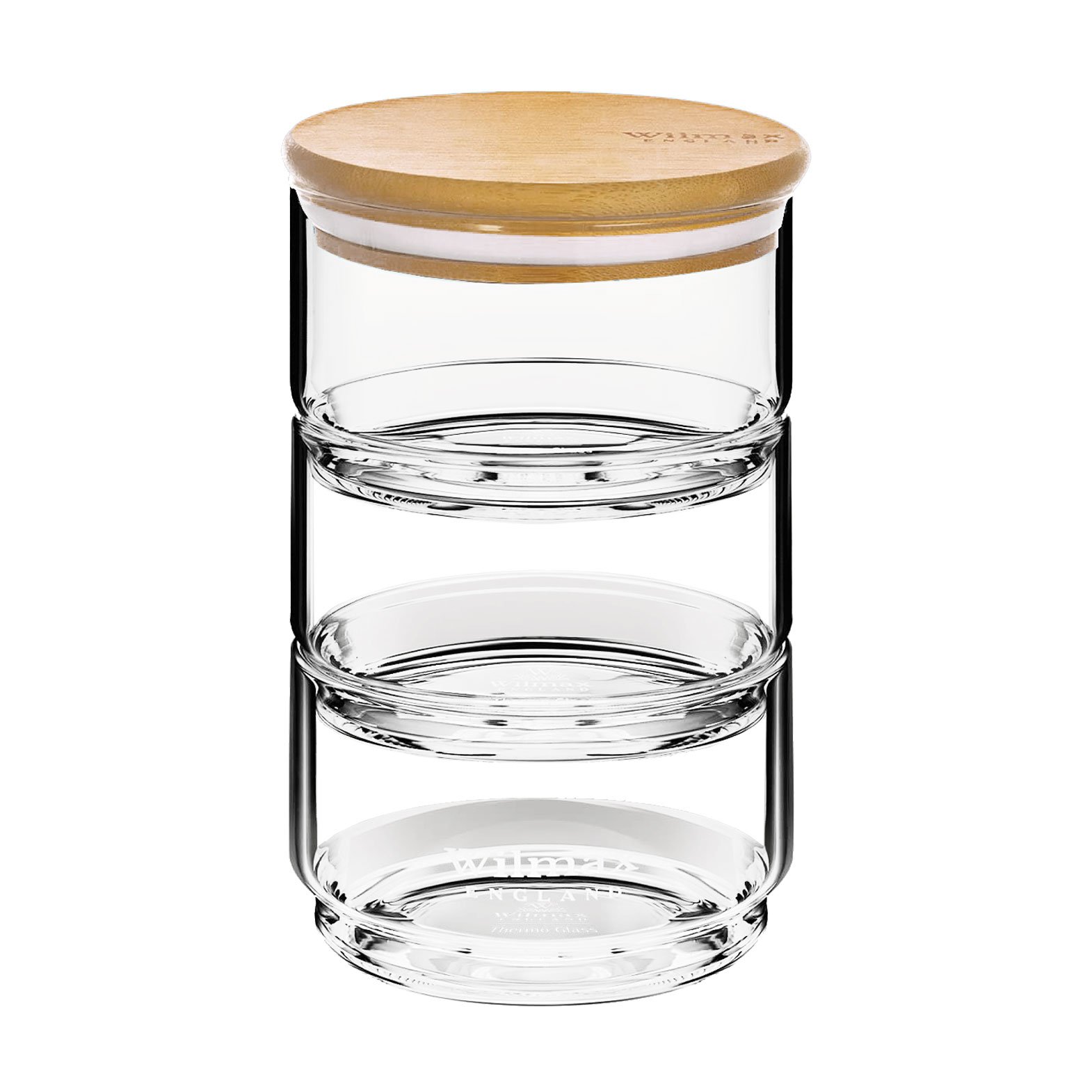 

Уцінка! Ємність для зберігання Wilmax Thermo скляна, 3-х ярусна, з бамбуковою кришкою, 12*20 см (410912)