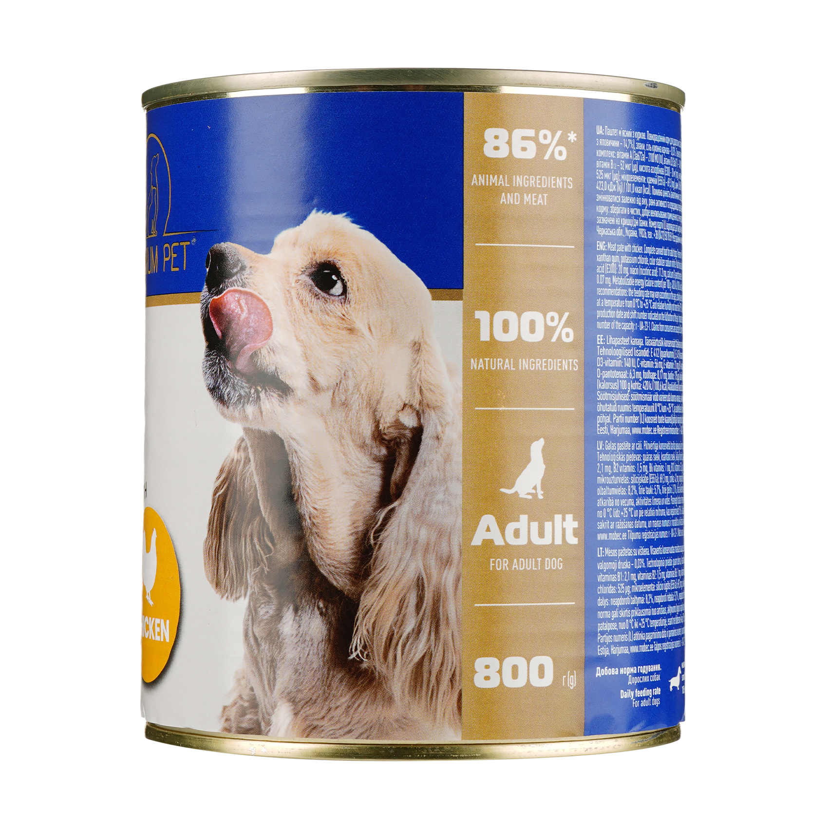 

Паштет для дорослих собак Premium Pet з куркою, 800 г
