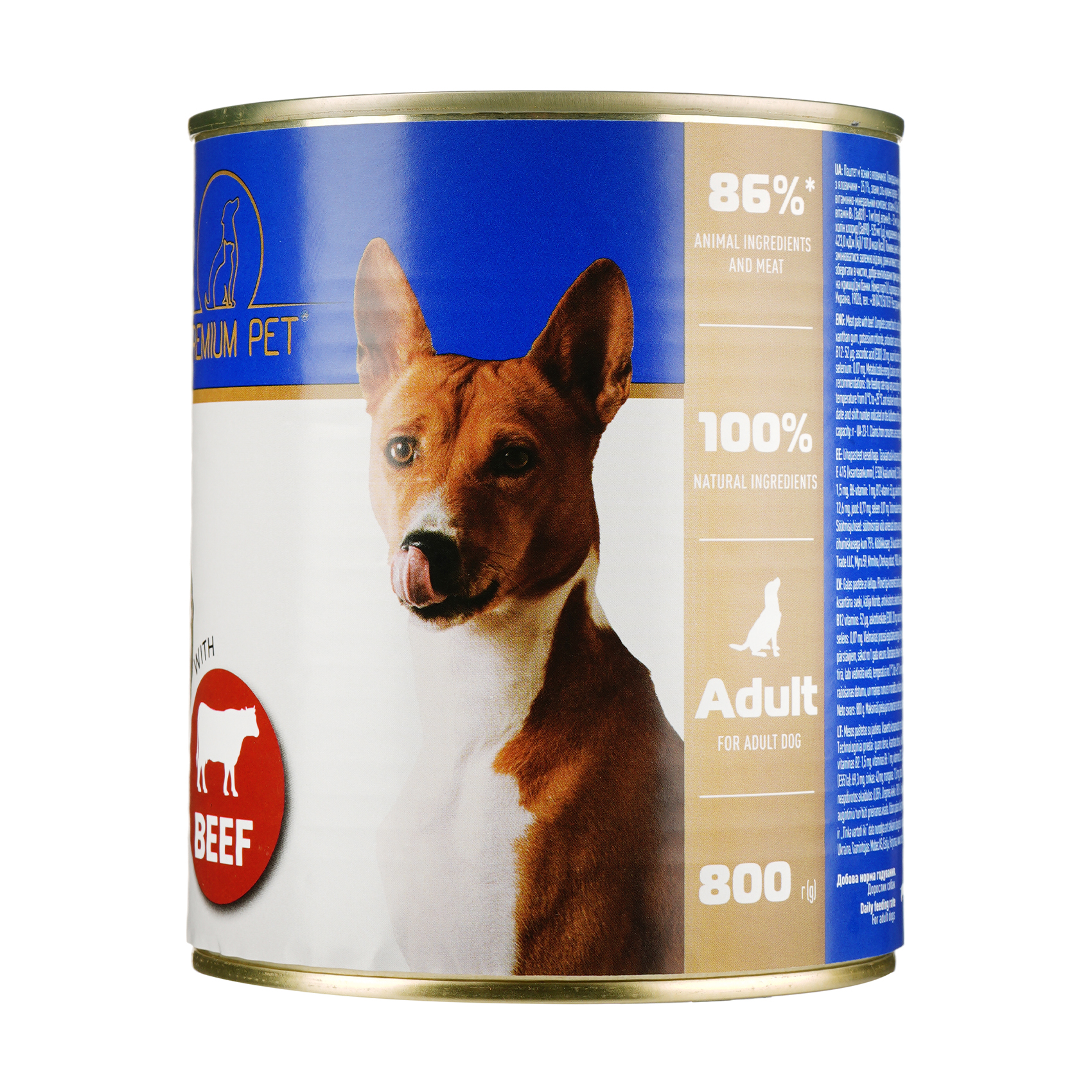 

Паштет для дорослих собак Premium Pet з яловичиною, 800 г