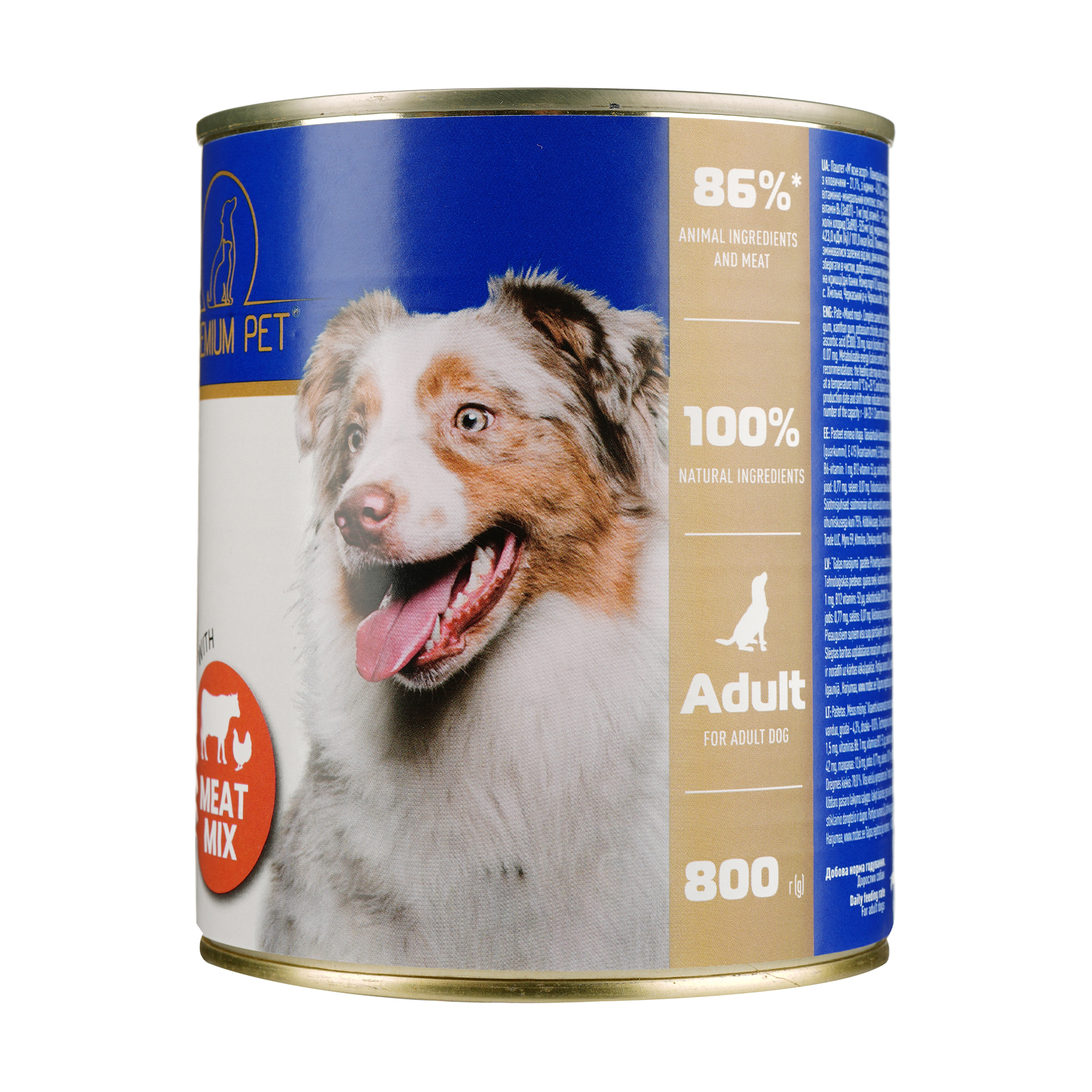 

Паштет для дорослих собак Premium Pet М'ясне асорті, 800 г