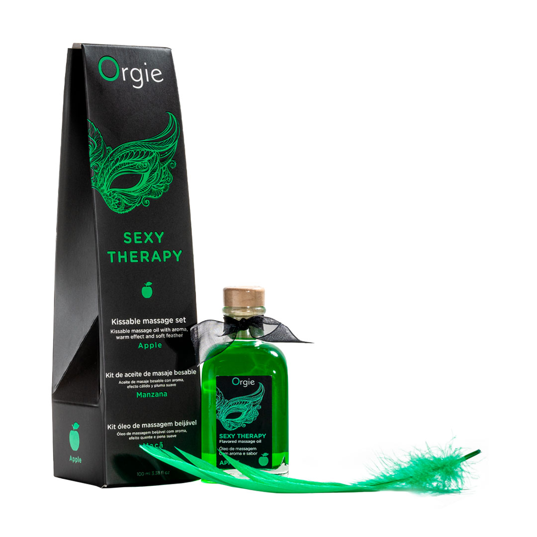 

Набір для інтимного масажу Orgie Sexy Therapy Apple (їстівна масажна олія, 100 мл + перо, 1 шт)