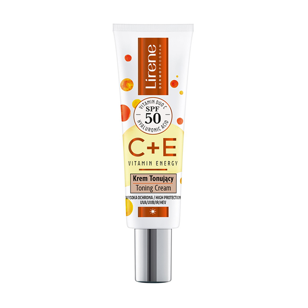 

Уцінка! Тональний крем для обличчя Lirene C+E Vitamin Energy Toning Cream SPF 50, 30 мл
