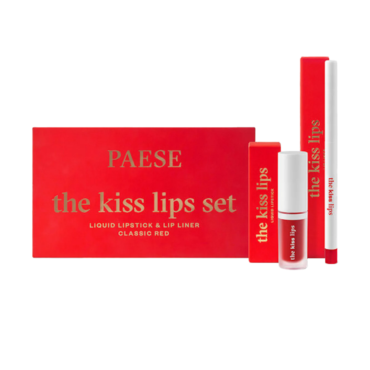 

Уцінка! Набір для макіяжу губ Paese The Kiss Lips 06 Classic Red (рідка помада, 3.4 мл + олівець, 0.3 г)