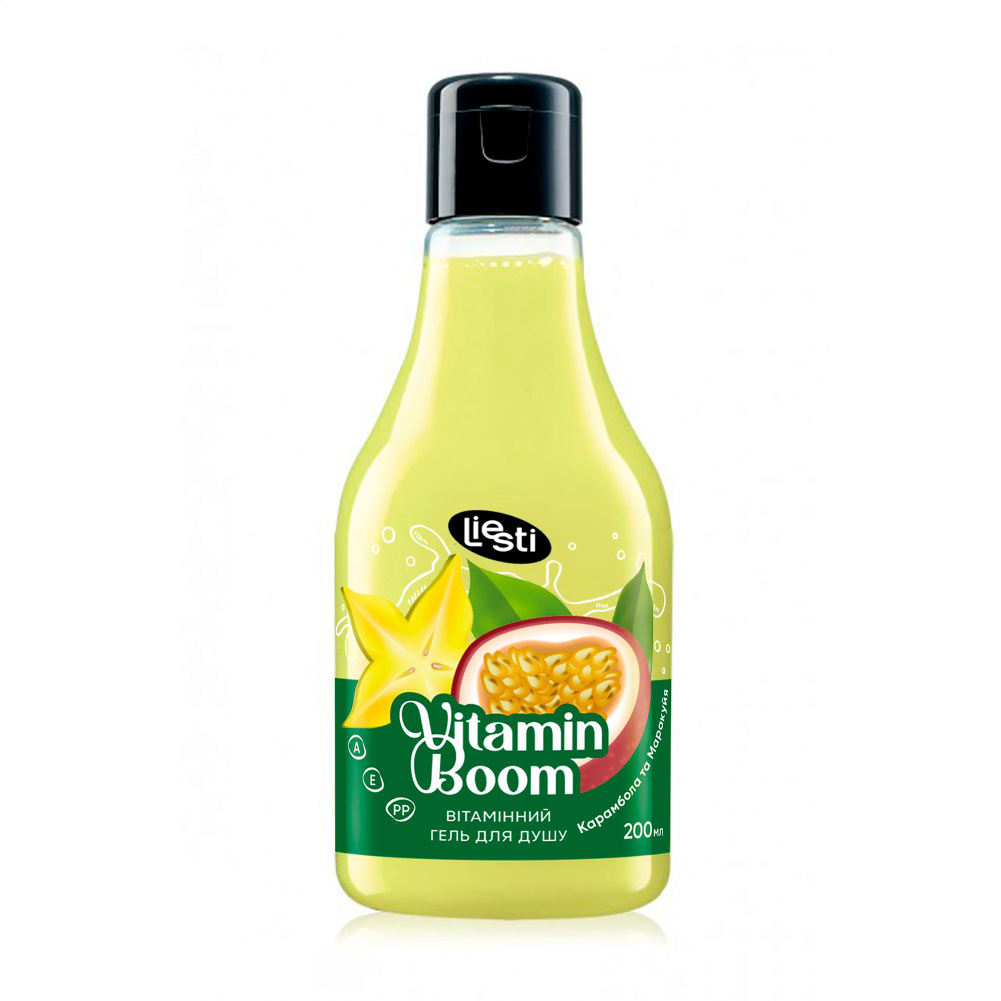 

Вітамінний гель для душу Liesti Vitamin Boom Shower Gel Карамбола та маракуя, 200 мл