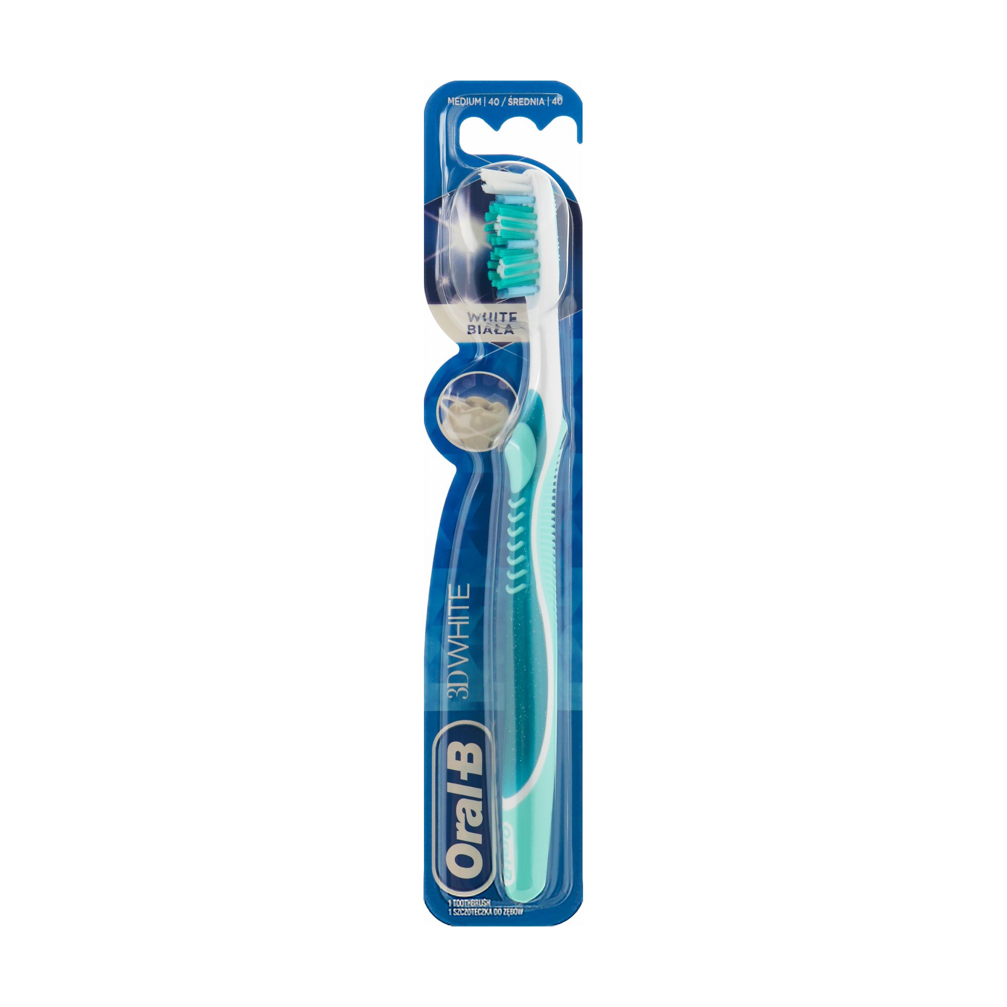 

Зубна щітка Oral-B 3D White Відбілювання, блакитна, середньої жорсткості, 1 шт